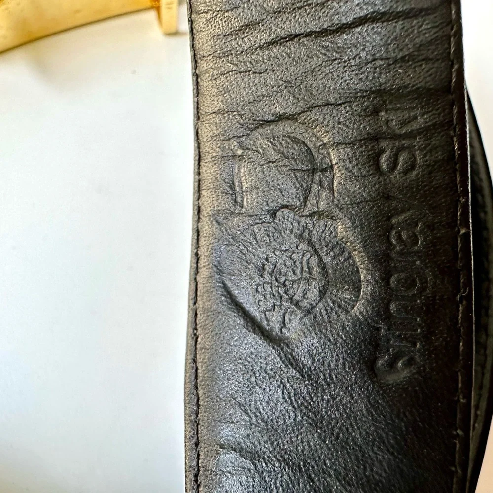 Stingray Skin Black Textured Belt with Gold & Silver Buckle 34” Unisex